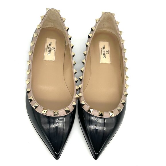 Valentino Rockstud Studded Patent Leather Ballet Ballerina Flats Shoes - Picture 7 of 16